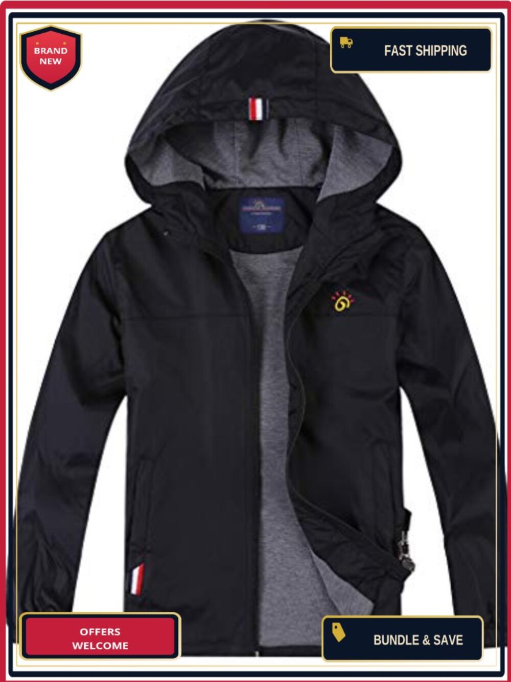 Kids Waterproof Raincoat Hooded Jacket Windbreaker Lightweight Foldable